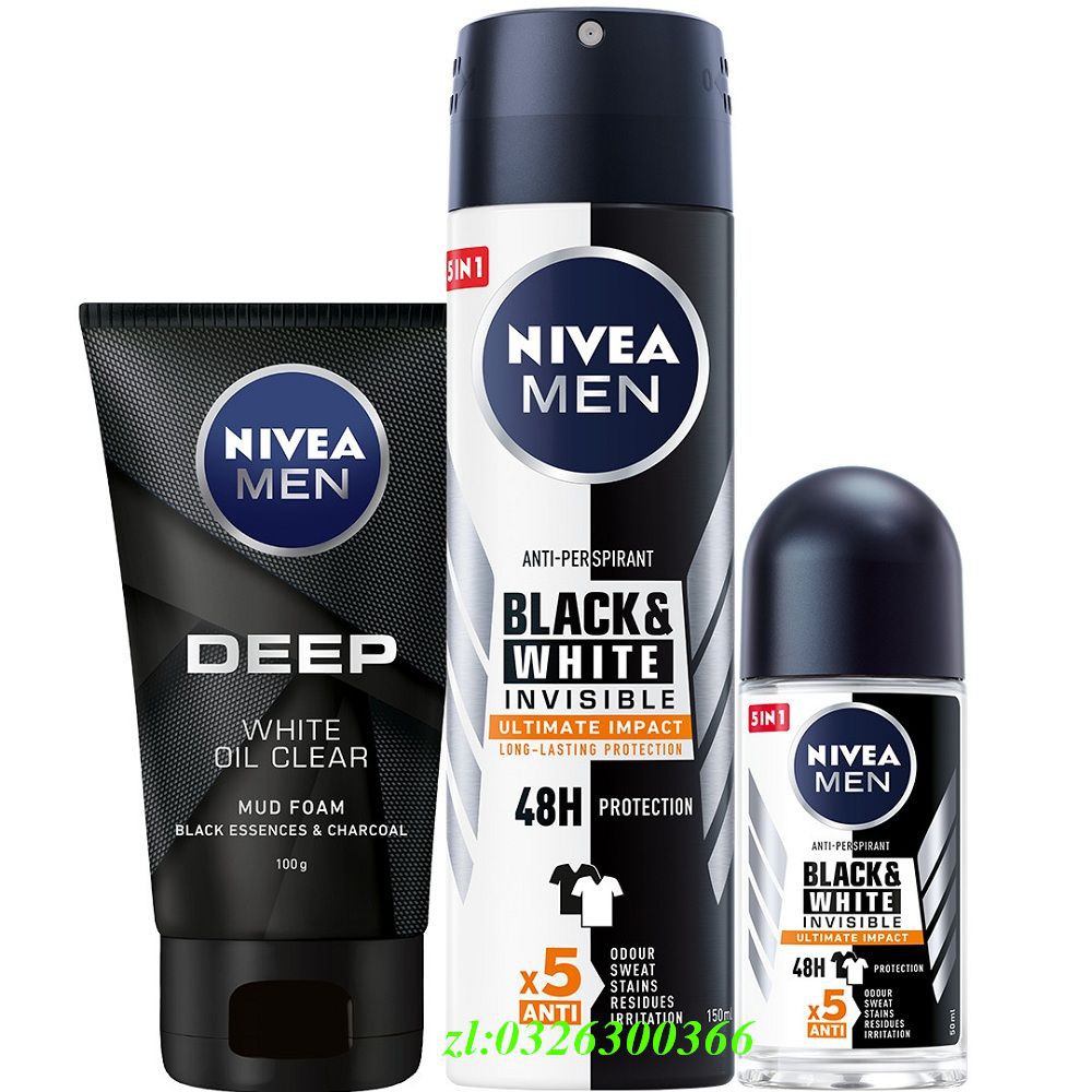 Lăn Khử Mùi Nam 50Ml Nivea Black And White Ngăn Vệt Ố Vàng Áo