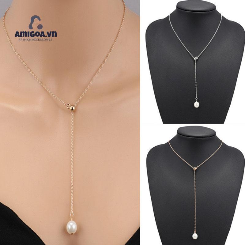 Vòng cổ Đính Ngọc Trai Có Thể Điều Chỉnh Phong Cách Cổ Điển Thời Trang