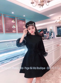Váy dạ tay lông (kèm ảnh thật )