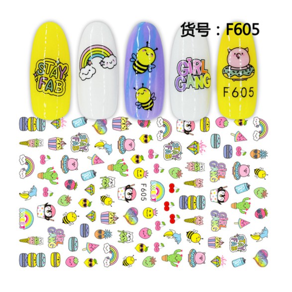 sticker dán móng hình xương rồng