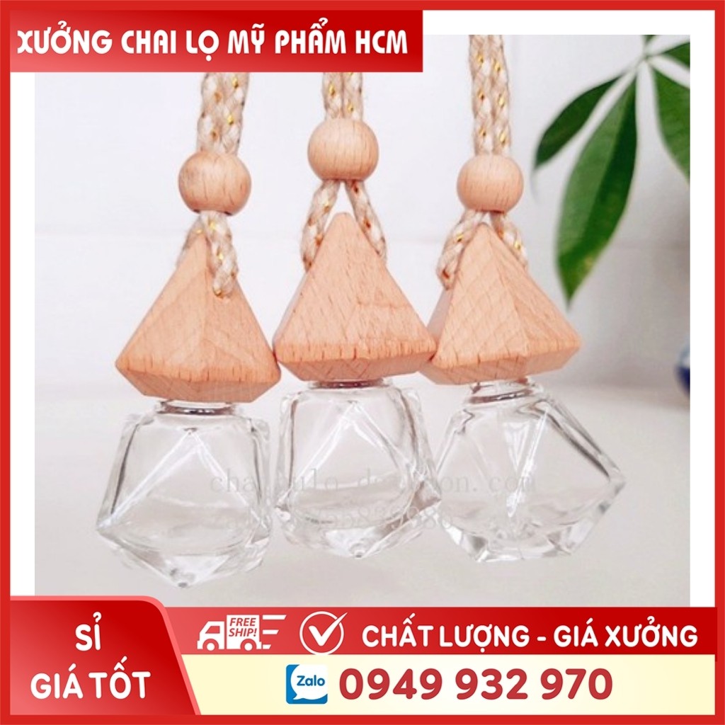 Lọ Đựng Tinh Dầu Treo ️ Lọ Thủy Tinh Lục Lăng Treo Xe Ô Tô 8ML Đựng Tinh Dầu Thơm Phòng - Khử Mùi Phòng - Tủ Quần Áo