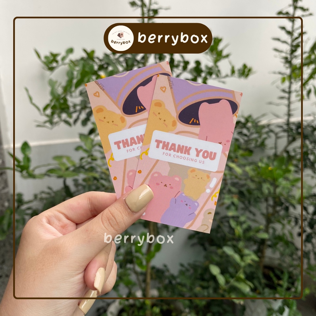 25-100 card thank you in 2 mặt, phiếu cảm ơn dễ thương size 9x5.5cm hồng - card cảm ơn peri