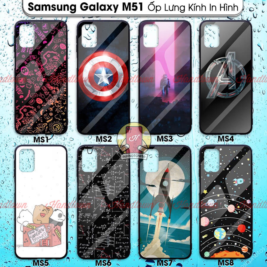 Ốp Lưng Samsung Galaxy M51 M 51 Mặt Lưng Kính Cường Lực Viền Đen Chống Trơn case In Hình Nhiều Mẫu Phần A