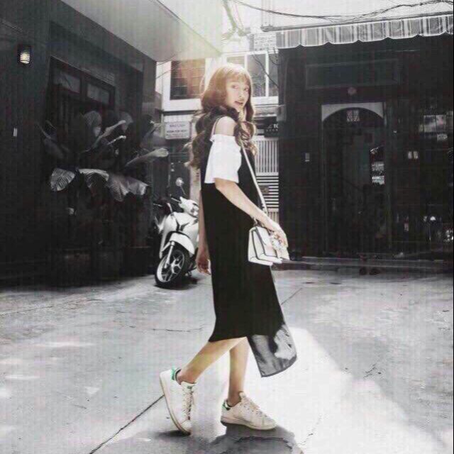 ĐẦM SUÔNG 2 DÂY LỆCH TÀ TAY CON