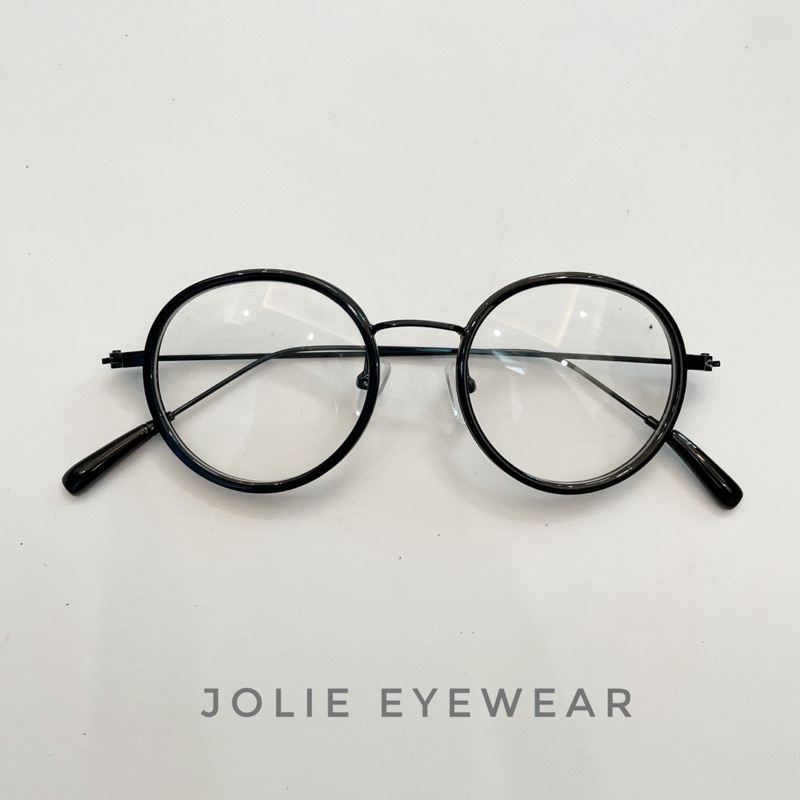 Kính gọng tròn vintage mẫu mới 1203 chống ánh sáng xanh, UV400, gọng kim loại không độ Jolie eyewear