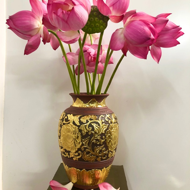 Bình hoa dát vàng 38cm