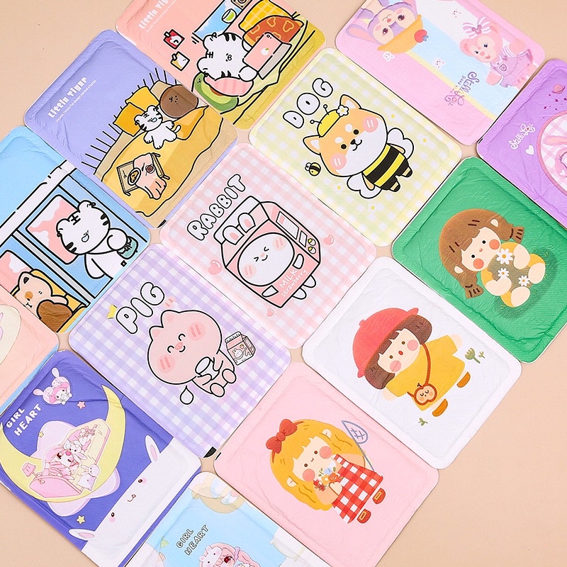 Túi 10 miếng dán giữ ấm giảm đau bụng kinh hình hoạt hình ulzzang xinh xắn mẫu mới 2022