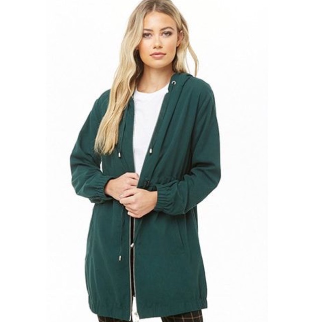 Áo khoác 2 lớp F21 màu xanh lính đậm F21