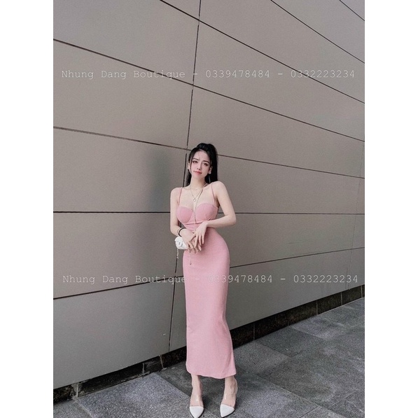 Đầm body maxi nơ dây sang chảnh 06