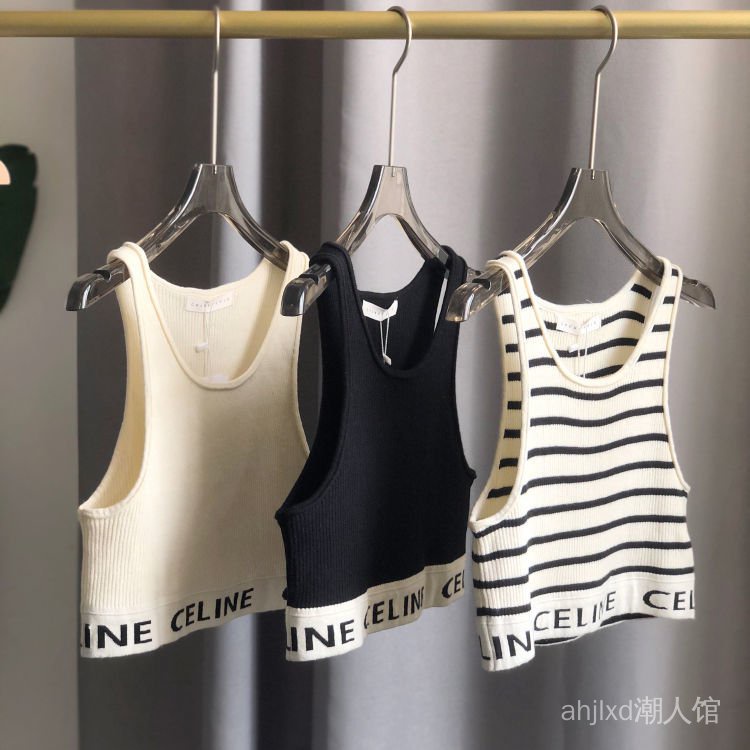 Áo Thun Cotton Ngắn Không Tay Họa Tiết Kẻ Sọc In Chữ Lisa21 Thời Trang Mùa Hè Cho Nữ | BigBuy360 - bigbuy360.vn