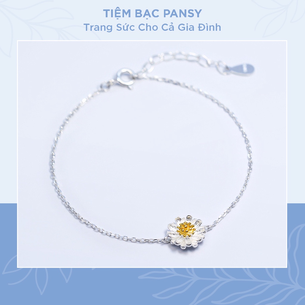Lắc tay cúc hoạ mi bạc ta PANSY dây mảnh duyên dáng - Vòng bạc nữ bạc thật cao cấp