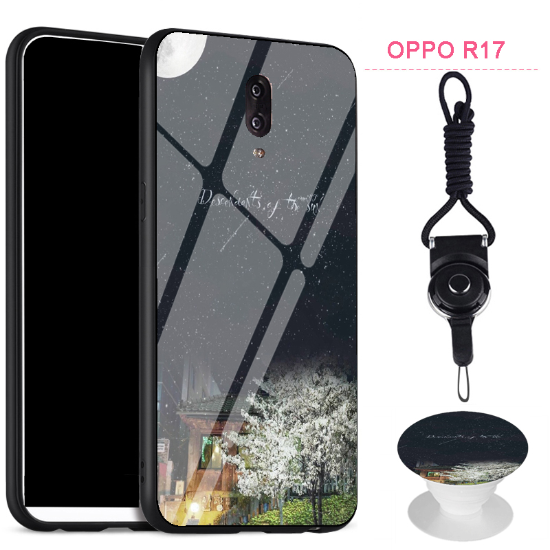 Ốp Lưng Kính Cường Lực Kèm Nhẫn Móc Ngón Tay Cho Oppo R17