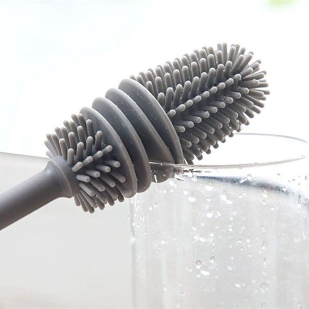 cọ rửa ly thủy tinh / bình nước bằng silicon tay cầm dài đa năng an toàn cho bé