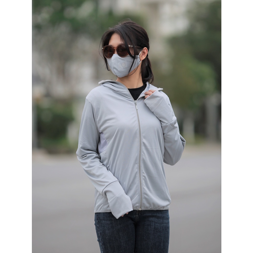 Áo chống nắng nữ 2 lớp vải hạt xoàn cao cấp có khẩu trang có lưới thông hơi dưới cánh tay