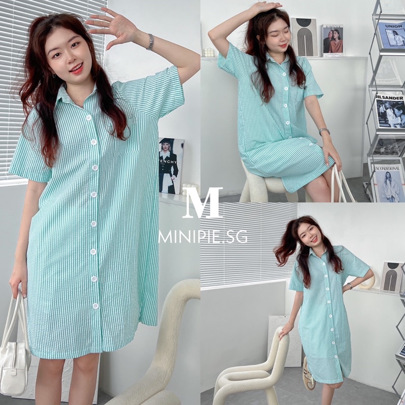 Đầm/Váy Sơ Mi Chất Xốp Cotton Form Rộng Đi Học - Minipie