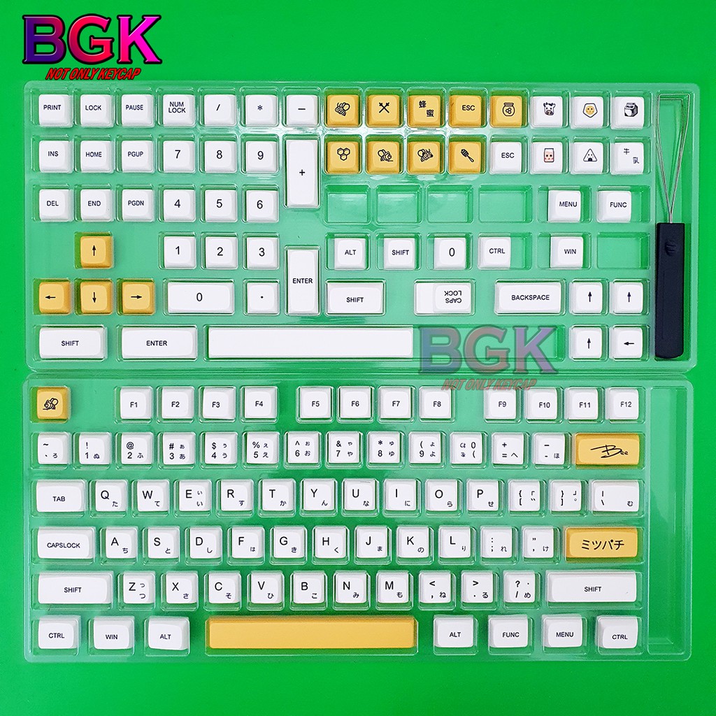 Bộ Keycap XDA PBT 137 Phím Honey Bee Chú ong mật Cực Đẹp in Dye-Sub Font chữ to ( hỗ trợ layout 61 64 87 104 108 Phím )