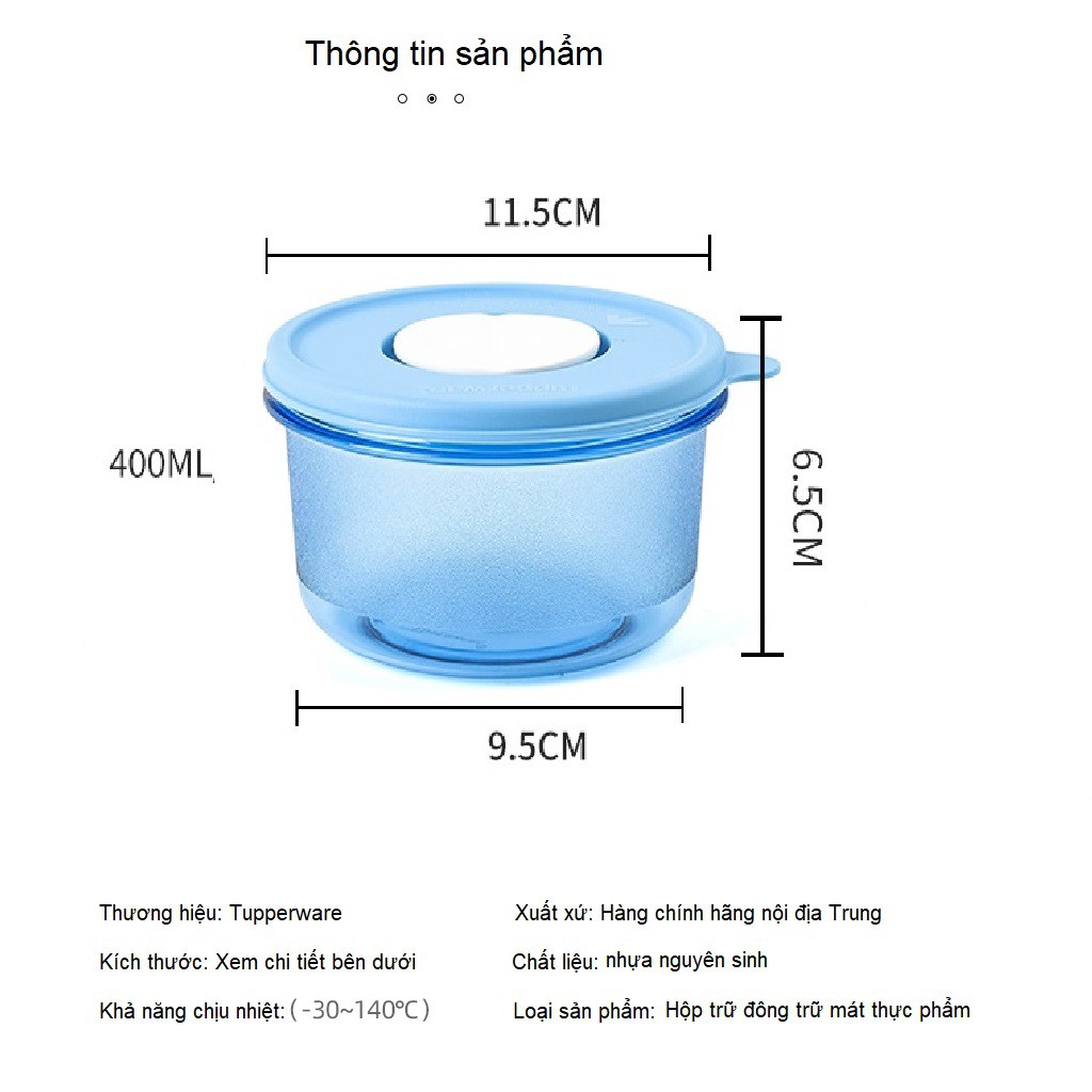 Tupperware bộ 3 hộp cơm nhựa trong suốt dùng trong lò vi sóng TU39