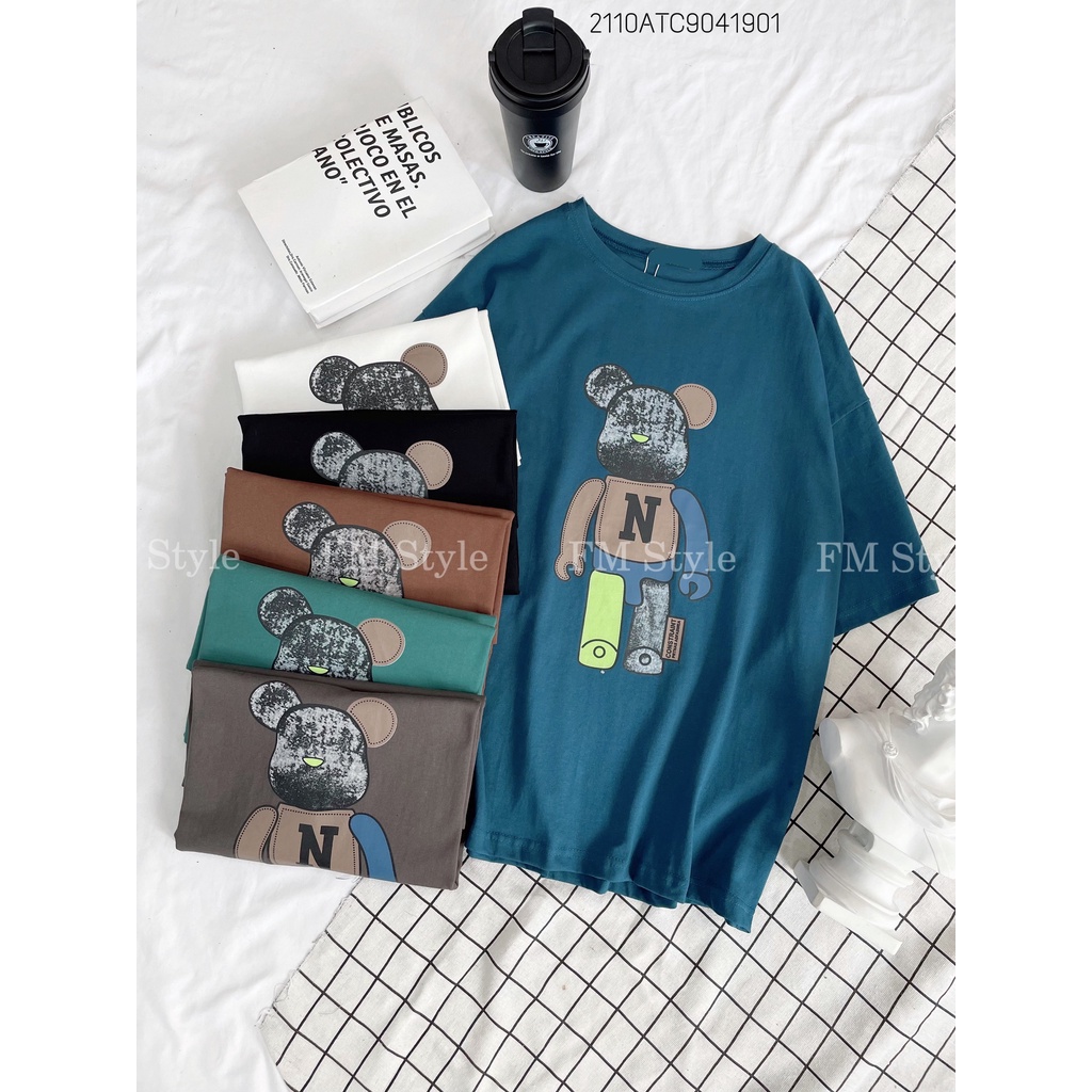 Áo thun nữ tay ngắn FM Style form rộng oversize giấu quần hoạ tiết dễ thương freesize phong cách Hàn Quốc 211019100
