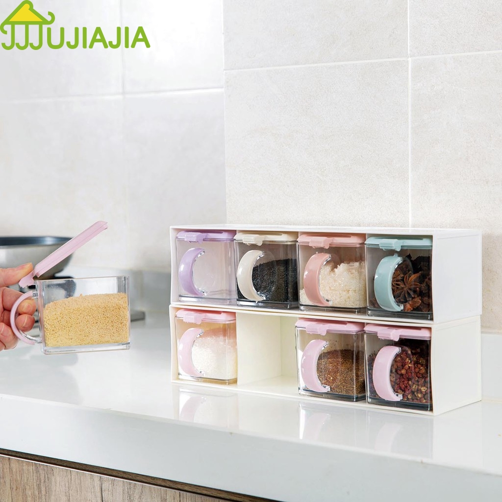 Bộ Hộp Nhựa JUJIAJIA Đựng Gia Vị Có Ngăn Kéo Tiện Lợi