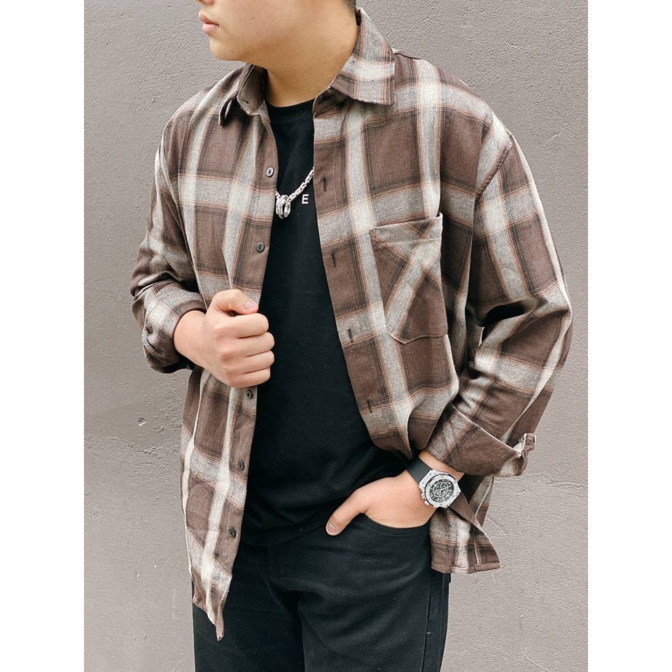 Áo sơ mi flannel nam, sơ mi kẻ caro nam Maltrik phong cách Hàn Quốc, hàng cao cấp tặng kèm áo phông trơn