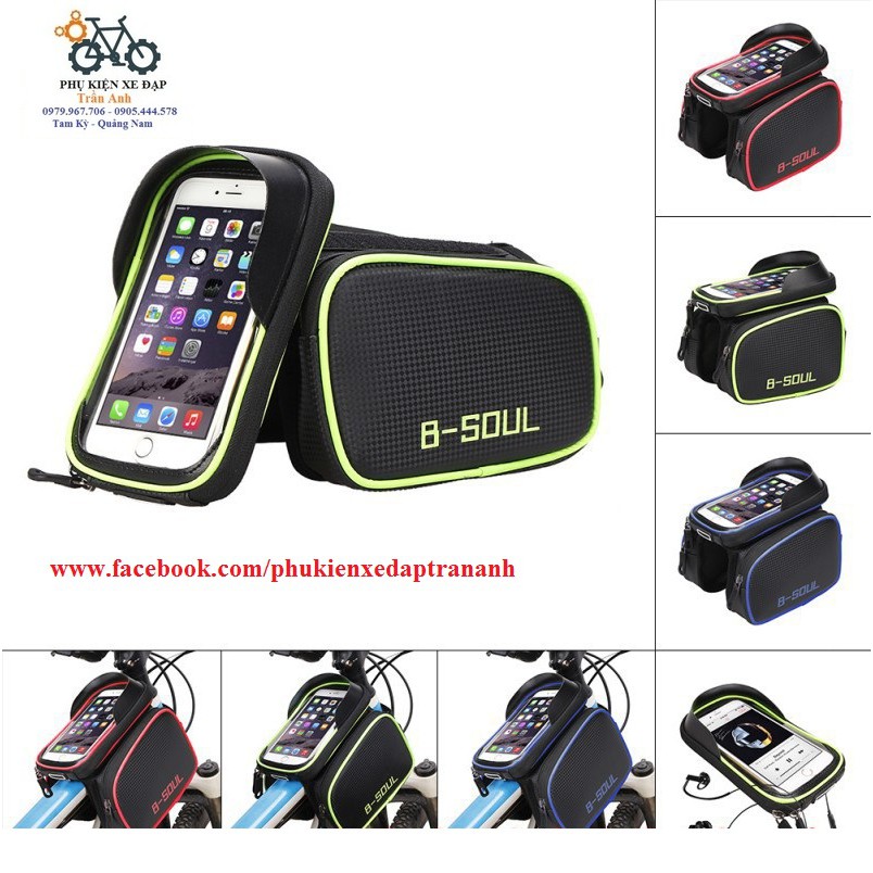 Túi đôi treo sườn xe đạp B-Soul có kệ điện thoại | BigBuy360 - bigbuy360.vn