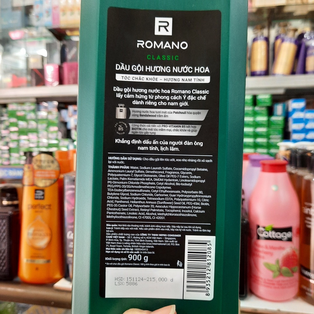 Dầu gội cao cấp Romano Classic 900g