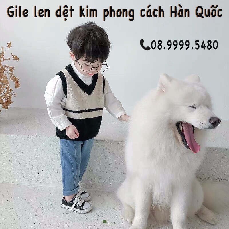 Áo Gile Len Dệt Kim Kiểu Dáng Hàn Quốc Hot Trend Cho Bé Trai 9-19kg - Hàng mới về