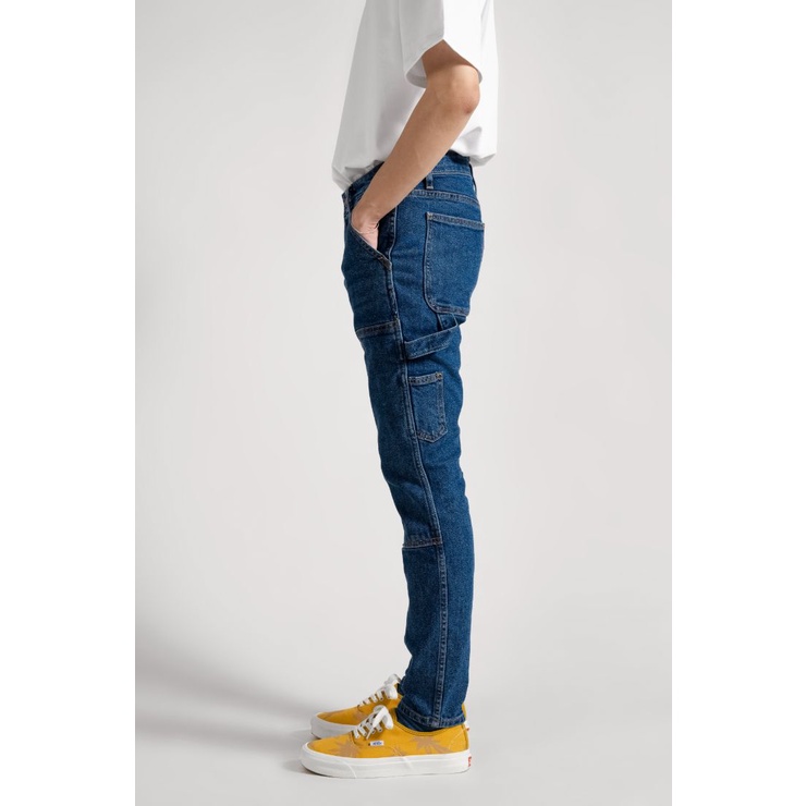 Quần jeans dài may đắp Owlbrand Skinny Doubleknee / Xanh đậm