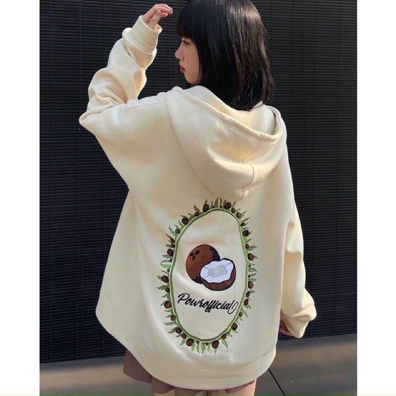 Áo khoác Hoodie nữ in hình TRÁI DỪA Powr official Ulzzang Unisex chất mịn dày bao đẹp hàng mới về