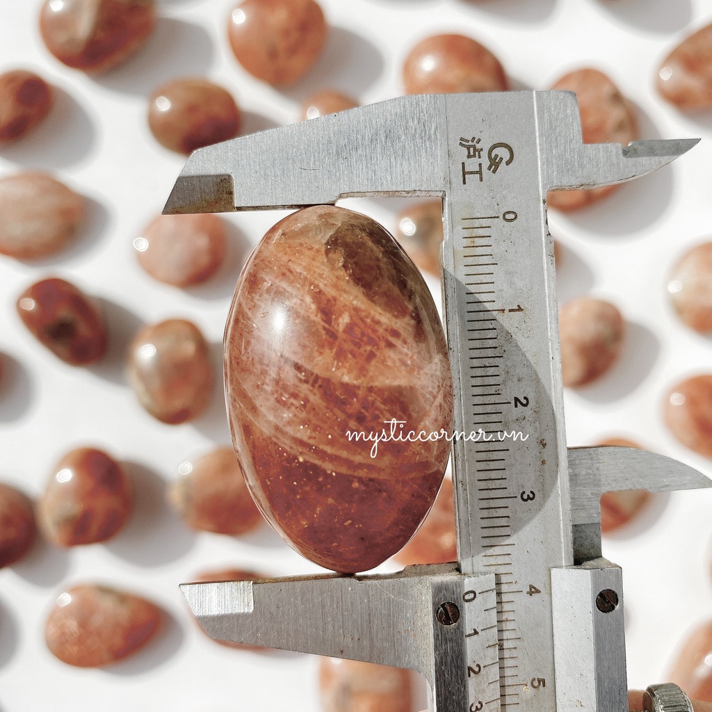 Viên Tumbled đá Sunstone (đá mặt trời), đá thanh tẩy, đá phong thủy tự nhiên dùng trong Tarot, Reiki, thiền định