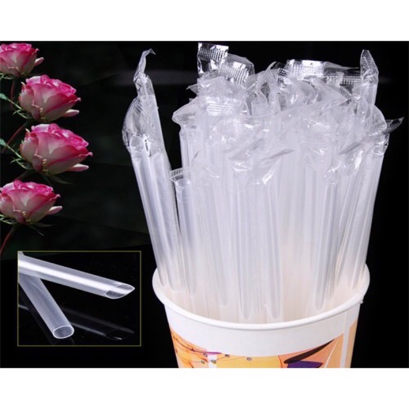 Ống hút trà sữa P12 có màng bọc trắng 500g