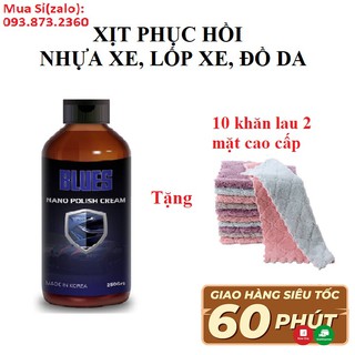 Chai Xịt Đánh Bóng, Phục Hồi Nhựa Xe, Lốp Xe, Tablo Xe, Đồ Da Blues Nano Polish Cream