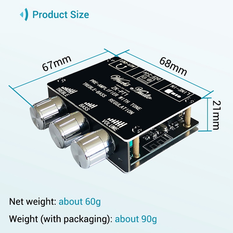 Bluetooth 5.0 Decoder Board Dual Channel Stereo Low Noise High and Low Tone Pre-ule Amplifier Board ZK-PT1 | BigBuy360 - bigbuy360.vn