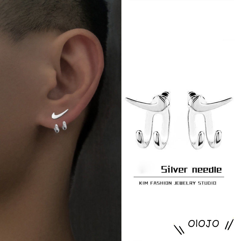 Bông Tai Bạc S925 Móc Đôi Double Hook Trẻ Trung Cá Tính | Khuyên Tai Nữ Trang Sức Bạc Thời Trang