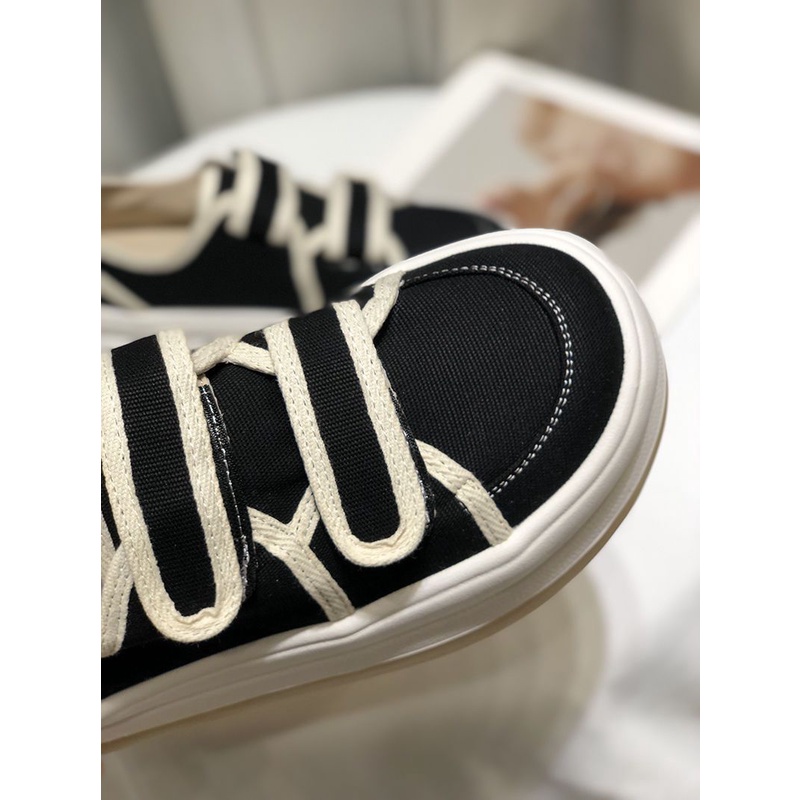 Giày Thể Thao Canvas Quai Dán Thời Trang Hàn Quốc Cho Nữ