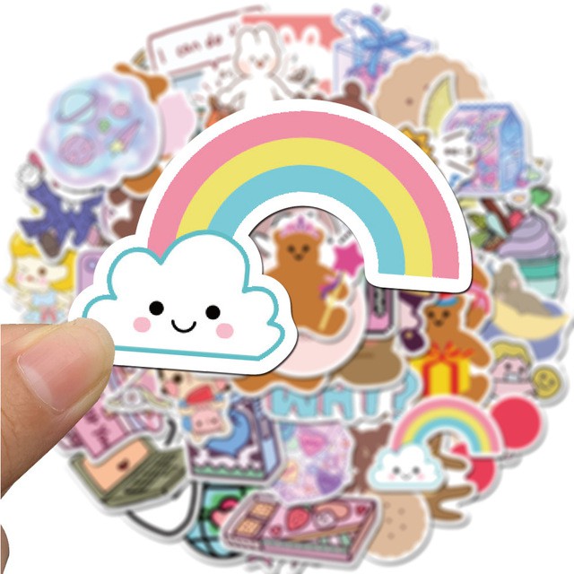 Set 50 Sticker Dán Hoạt Hình Xinh Xắn Chống Nước Mã ST2118