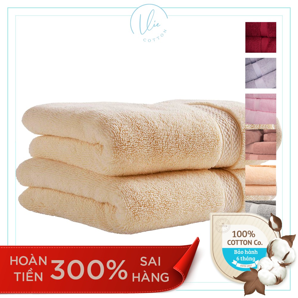 Set 2 khăn tắm cao cấp VIECOTTON 100% cotton siêu dày siêu mềm mịn thấm hút - Cam kết giao đúng màu