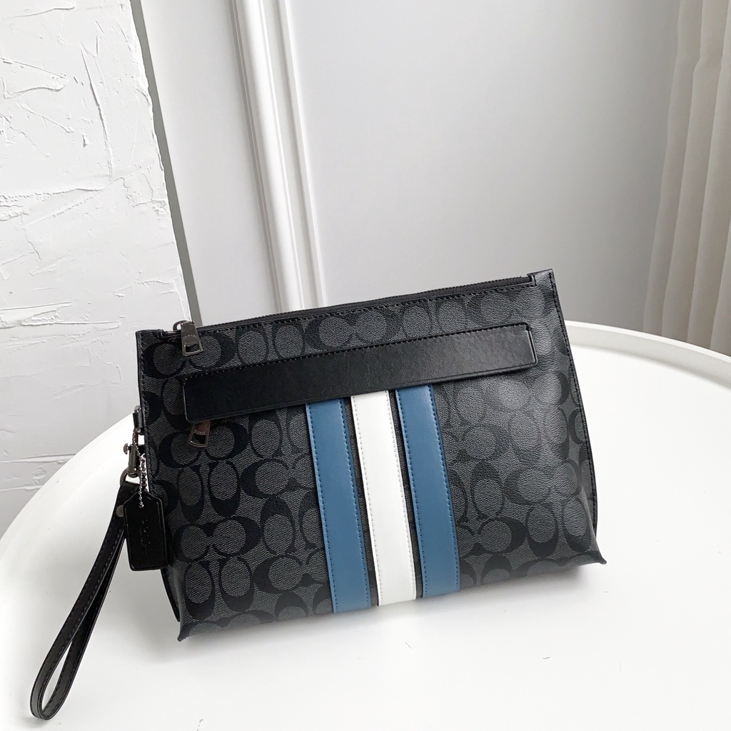 Clutch nam chính hãng COACH / Túi công sở sọc xanh / F38588