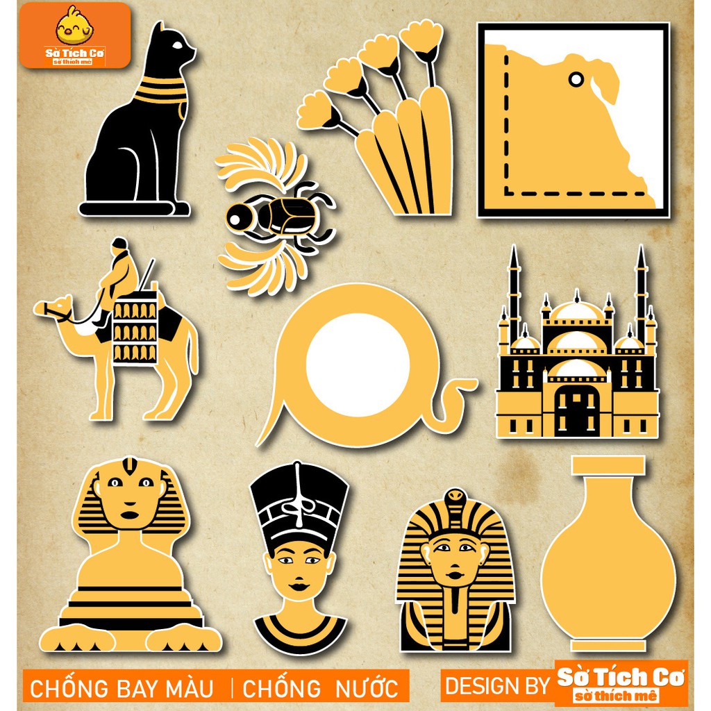 Ai Cập dán điện thoại, laptop, mũ bảo hiểm, guitar, vali MSP: T10