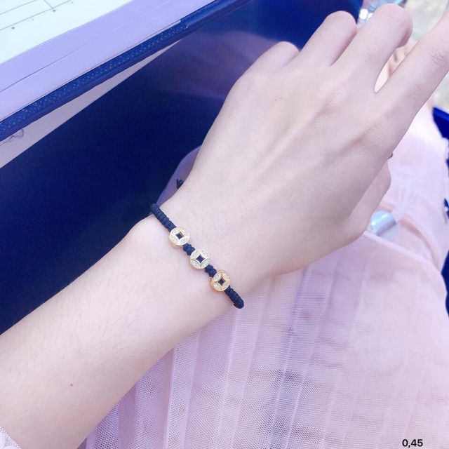 Charm hình đồng xu kim tiền đính đá Au 10k