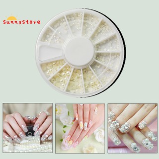 Hộp hạt ngọc trai trắng nhiều kích thước đính móng nghệ thuật
