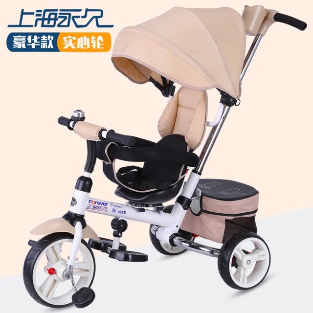 Xe đẩy trẻ em 3 bánh có ghế xoay cán điều chỉnh ô che  -xe đẩy e bé 1 2 3 4 5 6 tuổi