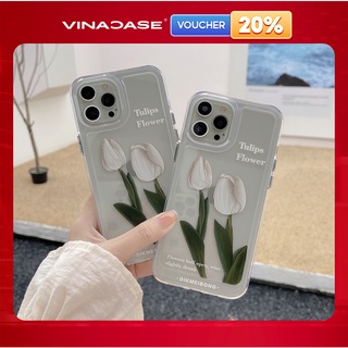 Ốp Lưng iPhone 11/14 Pro Max/15 Pro Max/16 Pro Max/17 Pro Max Dẻo Trong Space Hình Tulip Flowers