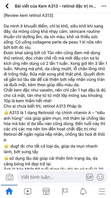 Kem Retinol A313 giảm mụn, xóa mờ vết thâm