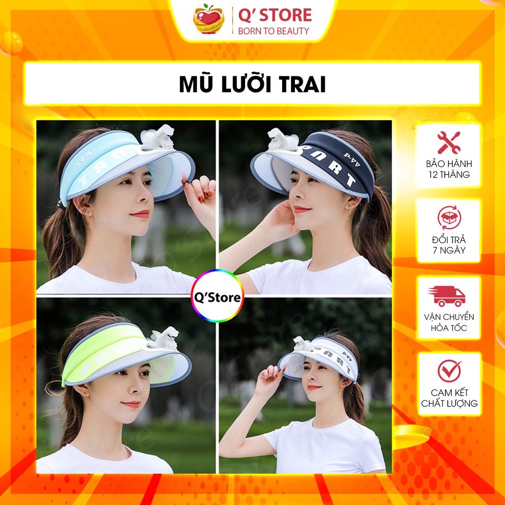 Mũ Lưỡi Trai 💖HOT💖 Che Nắng, Chống Nắng, Có Quạt Mini, Che Mặt Và Bảo Vệ Mặt Dành Cho Nữ