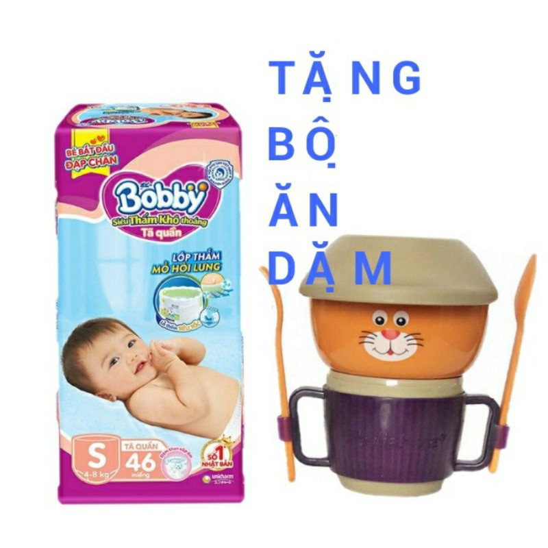 (TẶNG BỘ ĂN DẶM )TÃ QUẦN BOBBY ĐỆM LƯNG THẤM MÔ HÔI S46(4 - 8Kg) , L36 ( 9 -11 Kg )