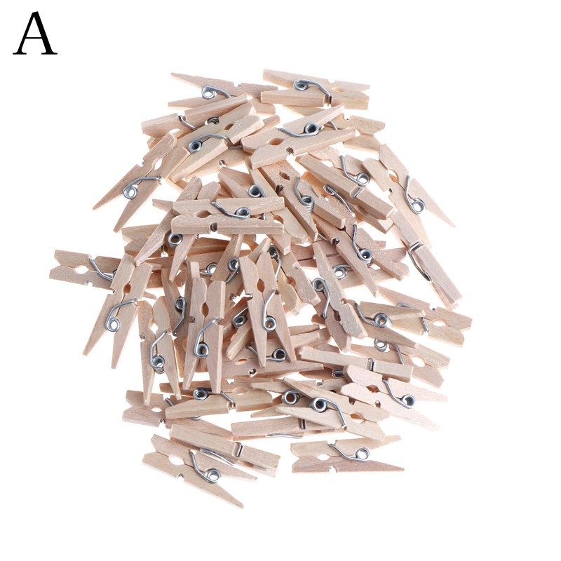Set 50 Kẹp Gỗ Mini 25mm Kẹp Ảnh Trang Trí Nhà Cửa DIY