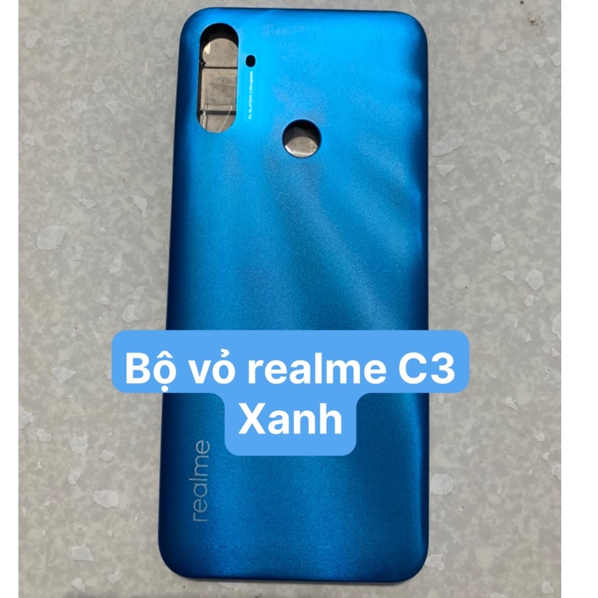 Bộ vỏ realme C3 ( Bộ gồm lưng, sườn, phím kính camera )