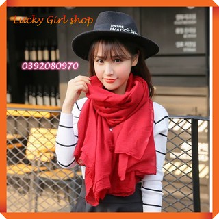 Khăn Choàng Cổ Đũi Mỏng Mềm Nhẹ Màu Trơn Basic Size 70*180cm - Hàng Nhập Quảng Châu - Lucky Girl shop