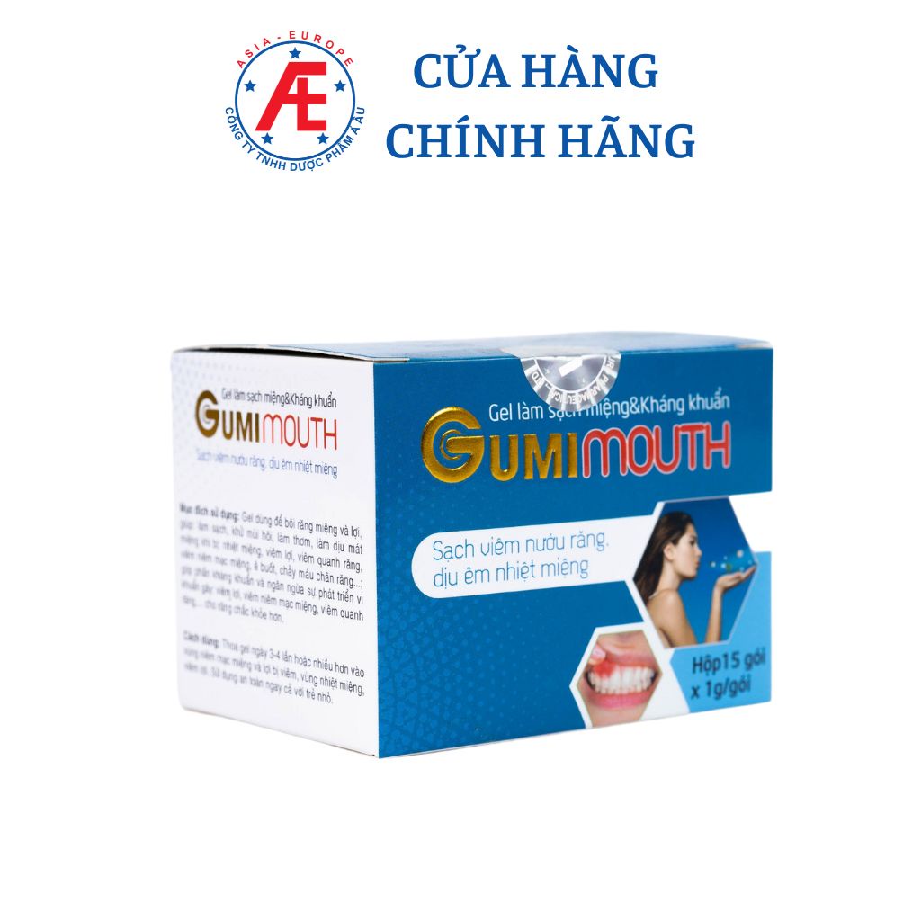 Gumimouth sạch viêm lợi, dịu êm nhiệt miệng tuýp 15g và hộp 15 gói
